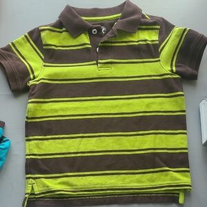 Brown and Green Striped Kids Polo Shirt
